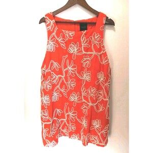 NWT Alex Marie Orange Floral Embroidered Linen Blend Sleeveless Sheath  Sz 14